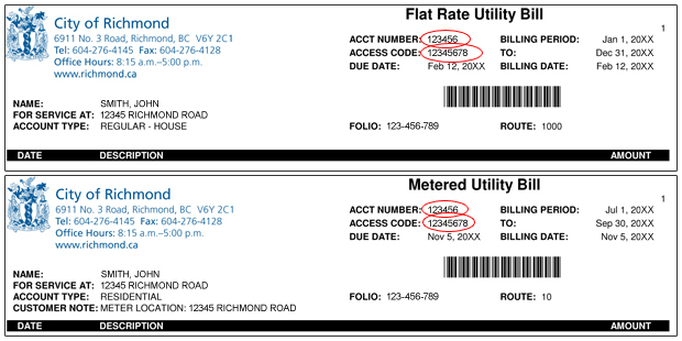 WHere to find utility account number and access code